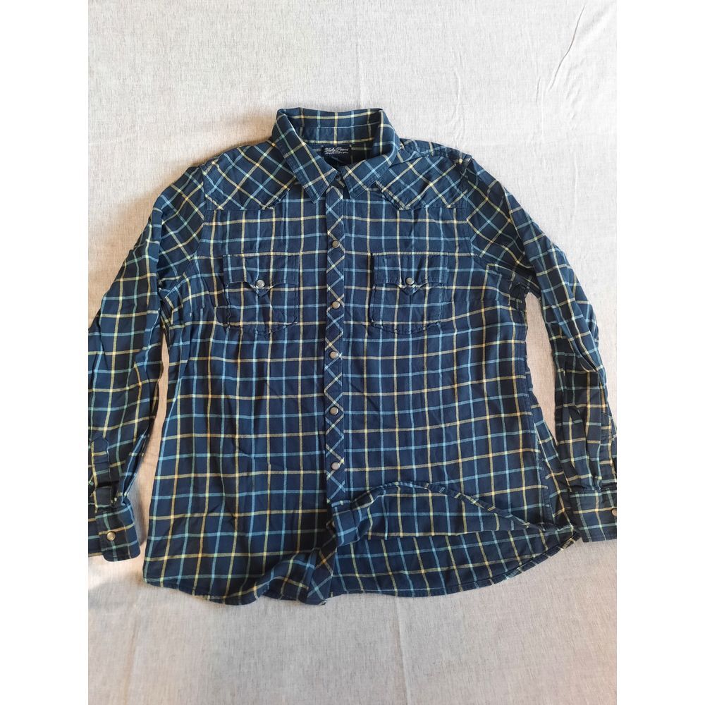 Lucky Brand Womens XL Black/Multicolor Plaid Longsleeve Pear-Snap Button's Shirt